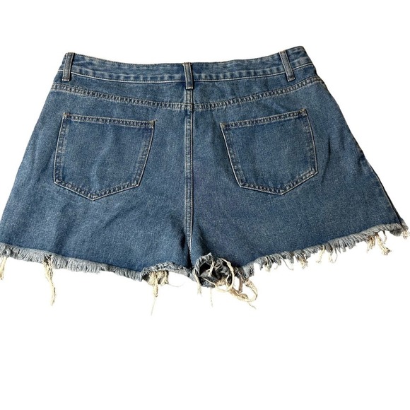 REVOLVE Superdown Shorts Womens 30 Blue High Rise Button Fly Frayed Denim Shorts - Picture 2 of 11
